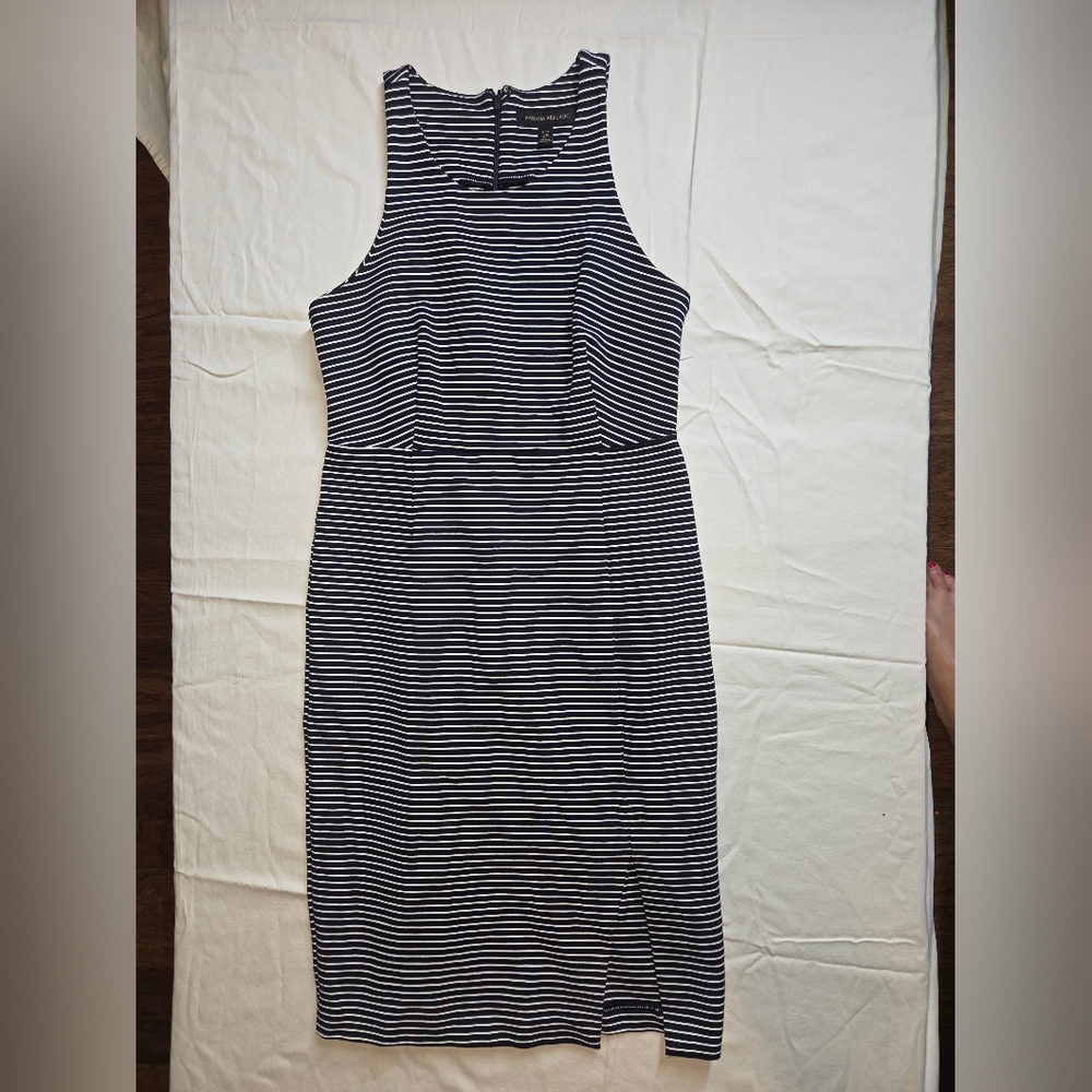 Classic Dark Blue And White Striped Dress BANANA REPUBLIC